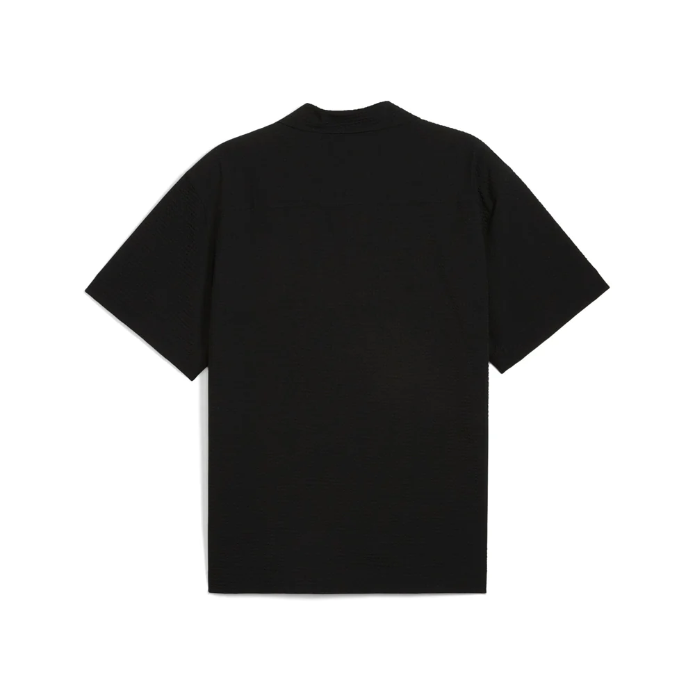 Wardrobe Essentials Seersucker Relaxed Short Sleeve Button Up Shirt - Image 2