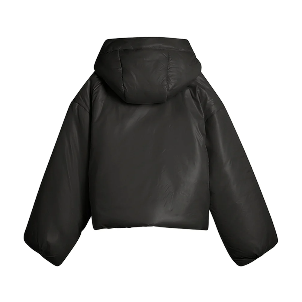 Wardrobe Essentials Shiny Hooded Padded Full Zip Jacket - Image 2