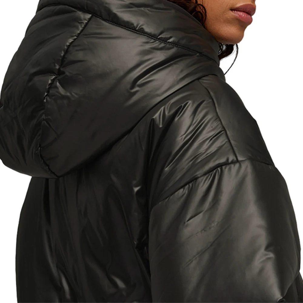 Wardrobe Essentials Shiny Hooded Padded Full Zip Jacket - Image 4