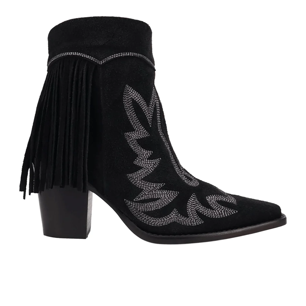 Wild Sage Fringe Snip Toe Zippered Cowboy Booties