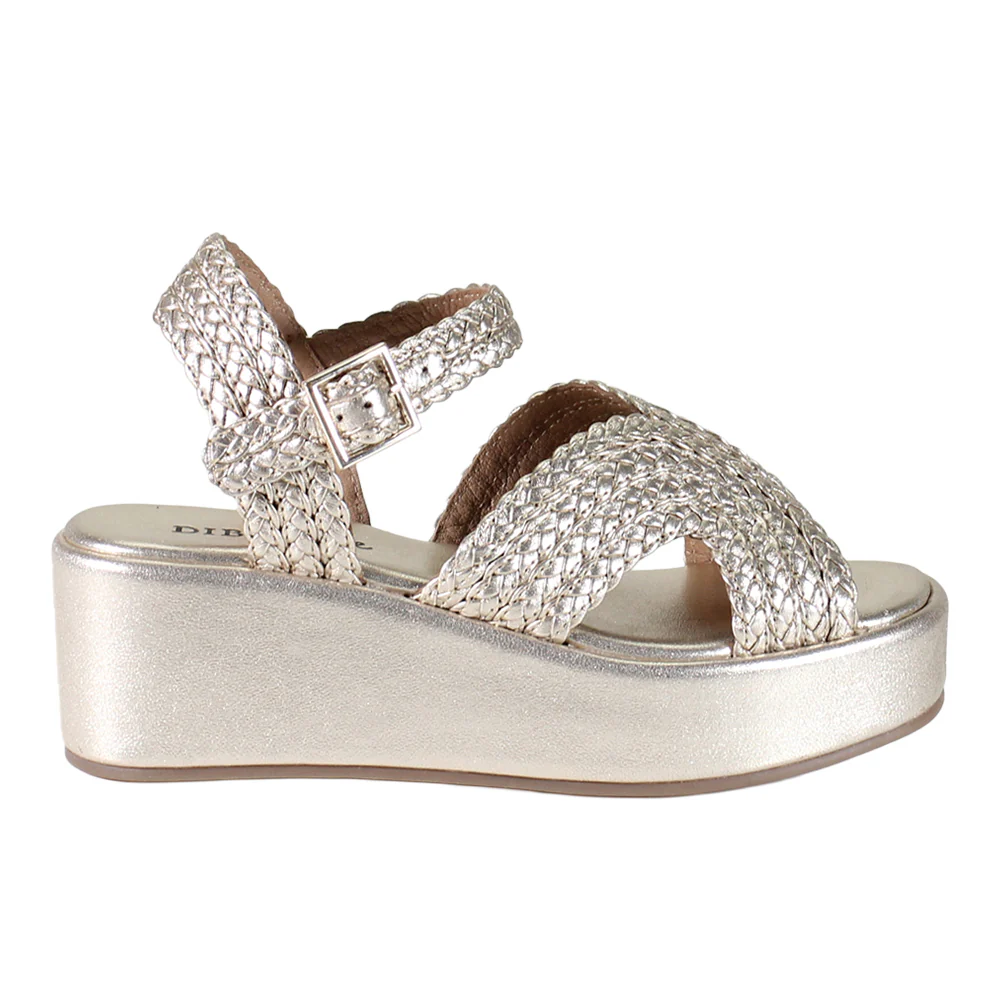Wind Garden Braided Metallic Platform Ankle Strap Sandals