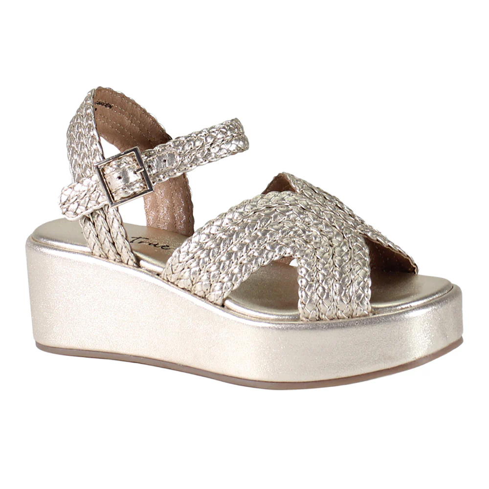 Wind Garden Braided Metallic Platform Ankle Strap Sandals - Image 2