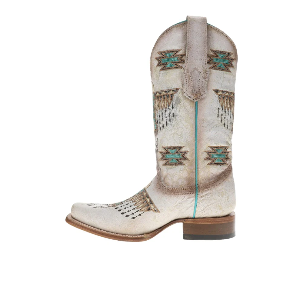 Woven Eagle Embroidery Square Toe Cowboy Boots - Image 3
