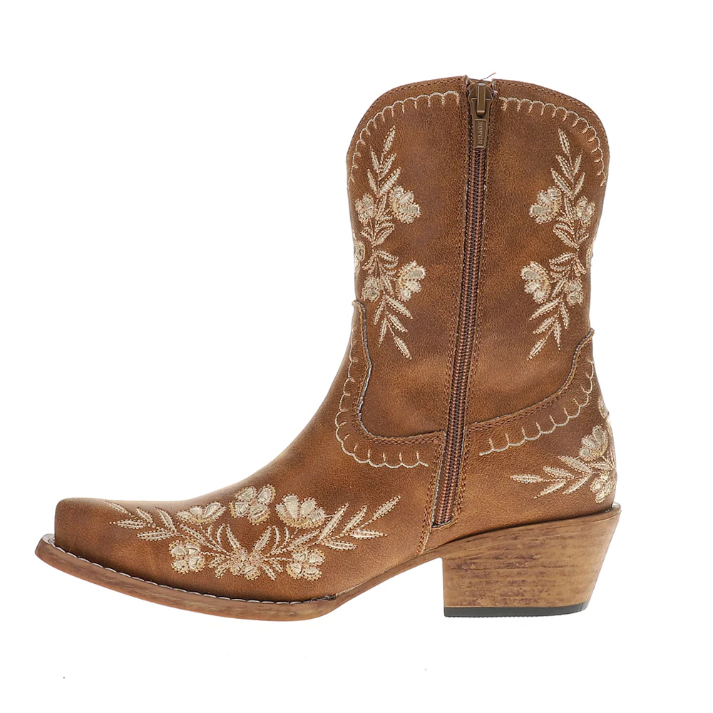 Wynona Floral Embroidered Snip Toe Cowboy Booties - Image 3
